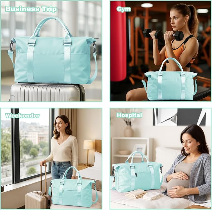 Weekender Duffel Bags for Women, Travel Totes Bag for Airplane Essentials, Overnight Bags for Women with Trolley Sleeve, Large Carry On Hospital Bag for Labor and Delivery, Sport, Gym