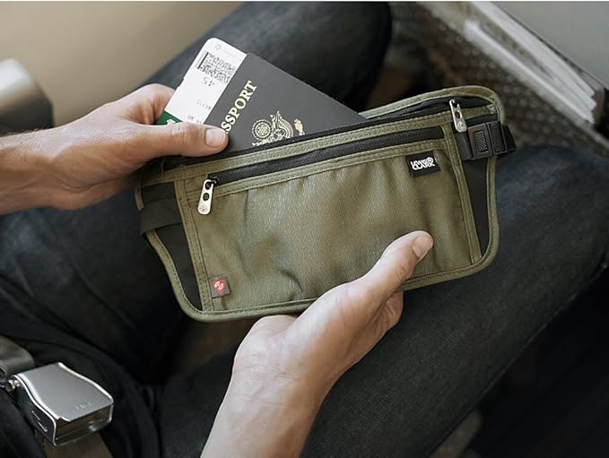 Lewis N. Clark Travel Money Belt Pouch, Slim RFID Blocking Anti Theft Waist Stash Pouches for Cash, Cards and Passport Holder