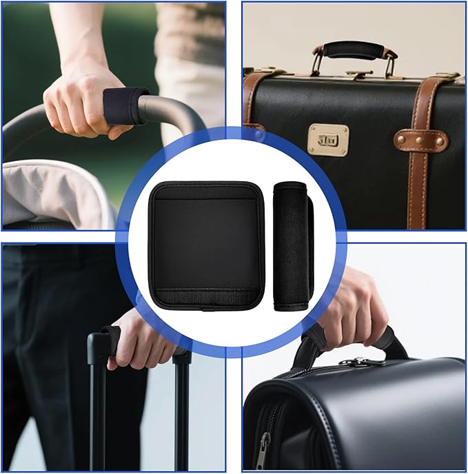6 Pack Luggage Handle Wrap for Suitcase Luggage Tags Bright Soft Suitcase Identifiers Luggage Handle Covers Travel Accessories, Black