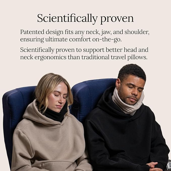 trtl Travel Pillow 2.0 – Scientifically Proven Super Soft Travel Pillow with Premium Head & Neck Support – for Airplane Travel – Machine Washable – Lightweight & Compact – Jet Black