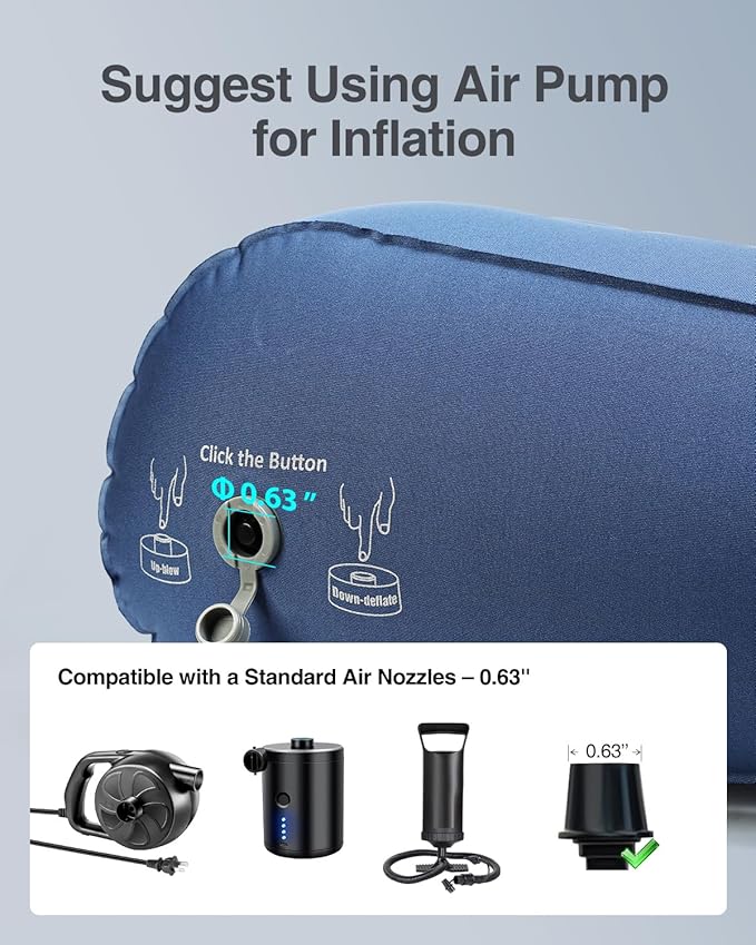 Luxtude Inflatable Wedge Pillow for Sleeping, Travel Wedge Pillow for Acid Reflux Relief, Sleep Apnea, Adjustable Bed Wedges Pillows for Back Pain Relief, Post-Surgery, Snoring and Leg Support