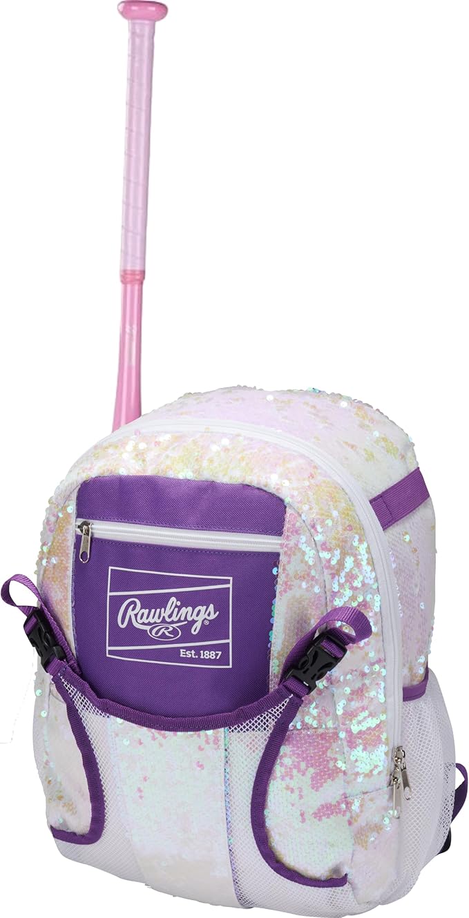 Rawlings | REMIX Backpack Equipment Bag | T-Ball & Youth Softball | White/Purple