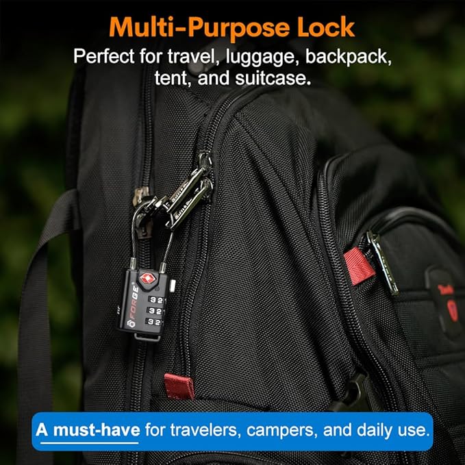 Open Alert TSA Approved Luggage Locks, 6 Pack, Easy Read Dials with Alloy Body.