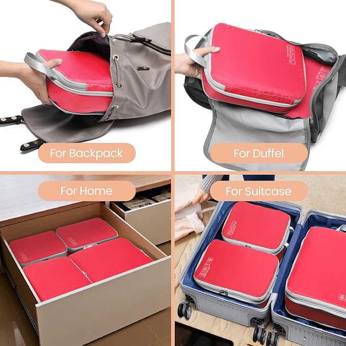 Cambond Compression Packing Cubes for Travel - Lightweight Expandable Travel Bags Luggage Organizers Travel Essentials Compression Cubes for Travel Space Saver for Carry on Suitcases Organizer