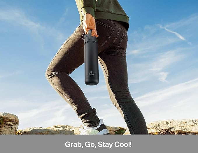 POWCAN 26 oz Insulated Water Bottle with 2-in-1 Straw and Spout Lid, Keep Cold 24H, Leak-Proof, Fits in Car Cup Holder, Stainless Steel Water Bottle for Gift, Gym, Travel and Home (Cerulean Porcelain)