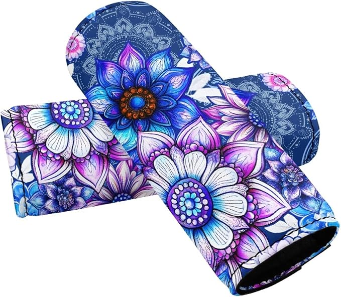 BIGCARJOB Purple Hippie Lotus Luggage Handle Wrap Set for Suitcase 2 Pieces Suitcase Identifier Protective Cover Trolley Case Grip Travel Luggage Accessories Door Handle