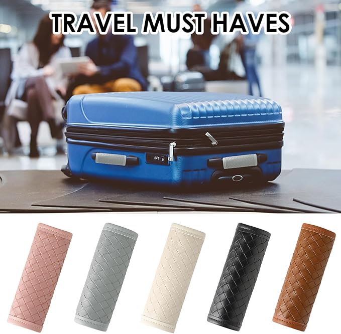 Leather Luggage Handle Wraps for Suitcase, 4 Pack Luggage Handle Cover Identifiers Tags Markers for Travel Accessories (Grey)