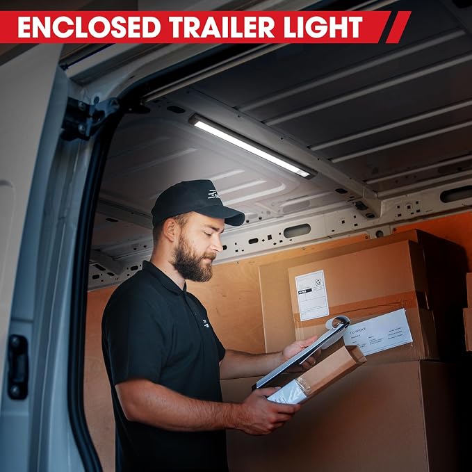 12 Volt LED Lights, Enclosed Trailer Light, RV Interior Lighting, 4000K String Lights for Trailer, Truck, Van, RV(2Pack, Black, with 2 Tapes)
