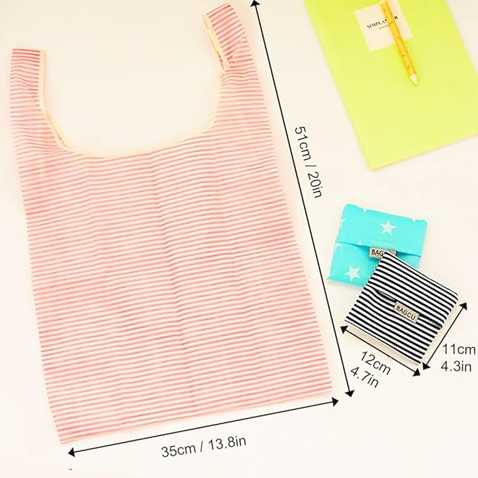 Cloth Tote Bags, Reusable, Foldable, Recycle for Shopping, Fits in Pocket, Eco Friendly for Groceries, Water Resistant, Lightweight, Strong & Durable Large (6Pack)