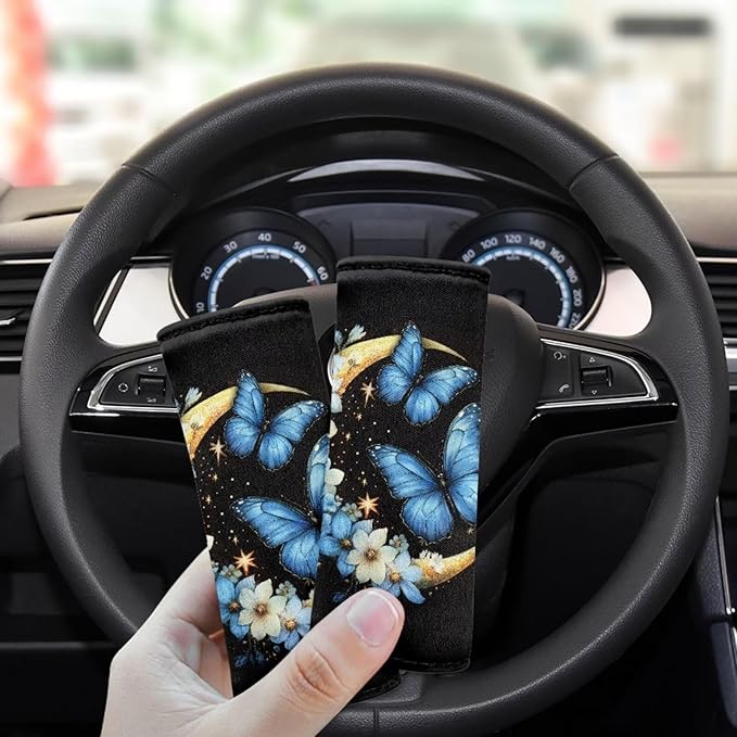BIGCARJOB Moon Butterfly Luggage Handle Wrap for Suitcase,2 Pcs Personalized Door Handle Protector Covers Luggage Handle Wraps Protection Cover for Women