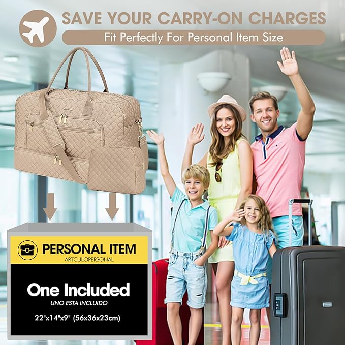 Travel Duffle Bag Weekender for Women - Carry-On Overnight Bag Personal Item Bag with Shoe Compartment & Wet Pocket Large Weekend Tote Bags with Toiletry Bag Hospital Bags for Labor and Delivery