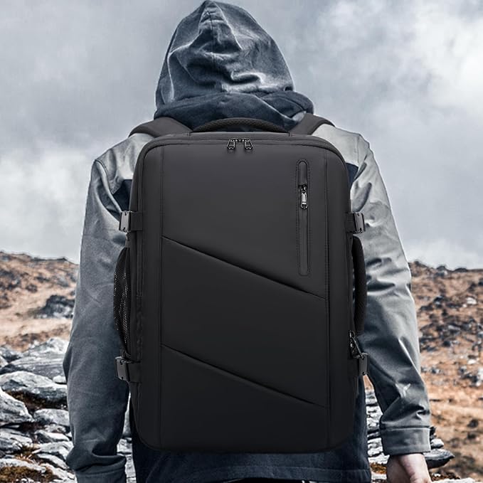 Carry on Travel Backpack for Men Women, Extra Large 50L Flight Approved Expandable Suitcase With USB/Type-C Charging Port, Victoriatourist Water Resistant Luggage Daypack Business Weekender Bag, Black