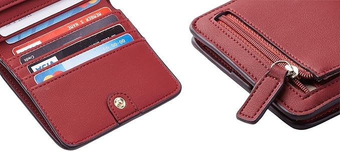 Toughergun Women’s Small Slim Leather Wallet with RFID Protection, Compact Bifold Mini Purse with Clear ID Window