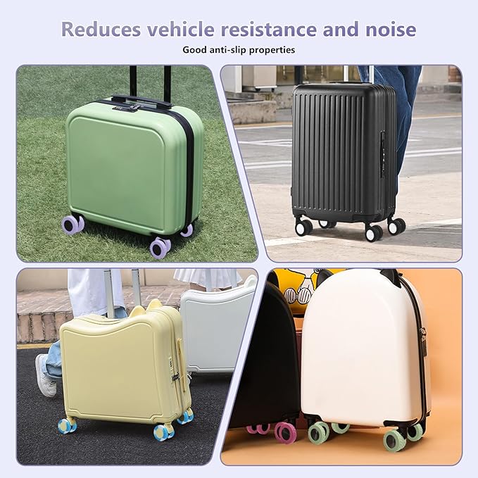 UMUST 8Pcs Luggage Wheel Covers,Silicone Cover for 2-2.4'' Suitcase Spinner Wheel, Upgrade Carry On Luggage Wheels Protector,Essential Travel Accessories (Purple)