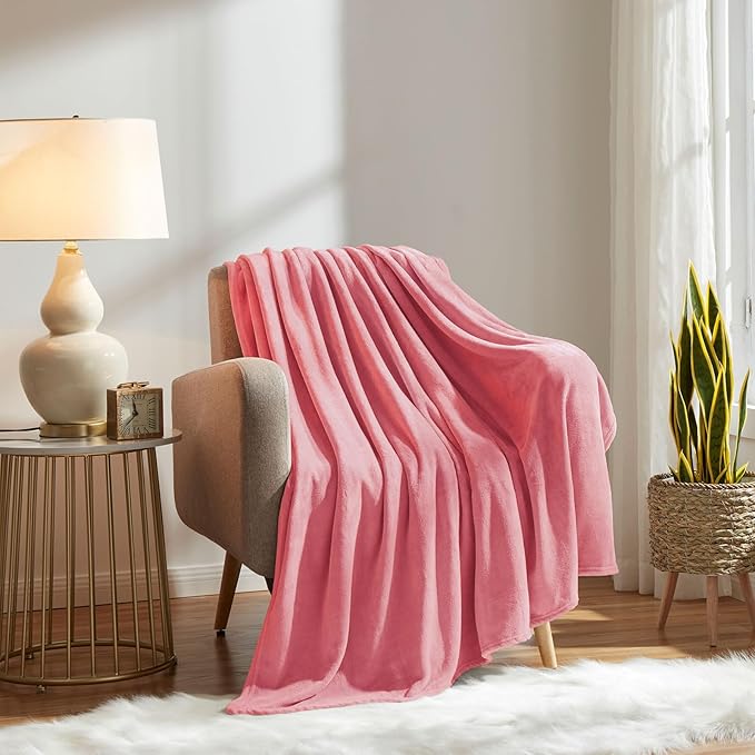 KMUSET Fleece Blanket Twin Size Salmon Pink Lightweight Super Soft Cozy Fuzzy Bed Blankets Microfiber Factory Shop