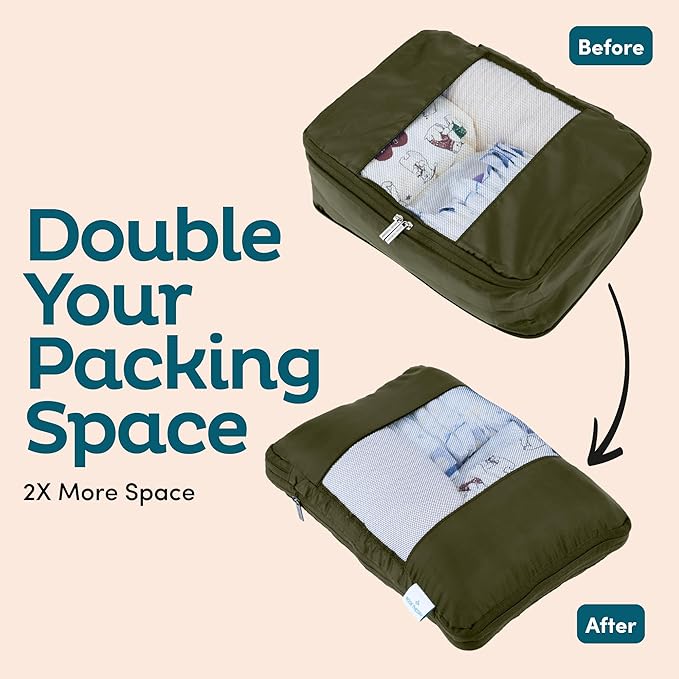 10-Pack Large Compression Packing Cubes for Travel - Lightweight Compression Packing Cube Set, Water-Resistant Luggage Organizer Bags & Suitcase Organizers, Travel Cubes for Carry-On, Checked Luggage