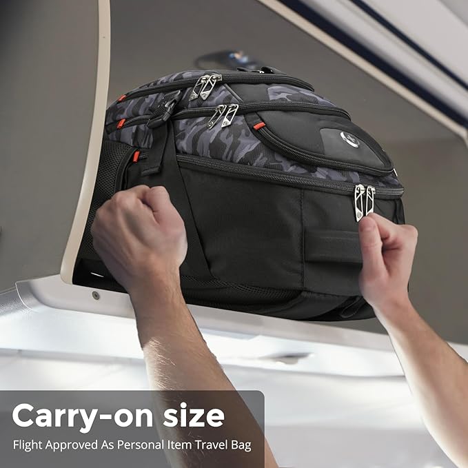 Swissdigital Design Laptop Backpack with USB Charging Port, Travel Backpack Fits 15.6 inches Computer, 31L College School Backpack for Men, Gray Camo | SD803-91