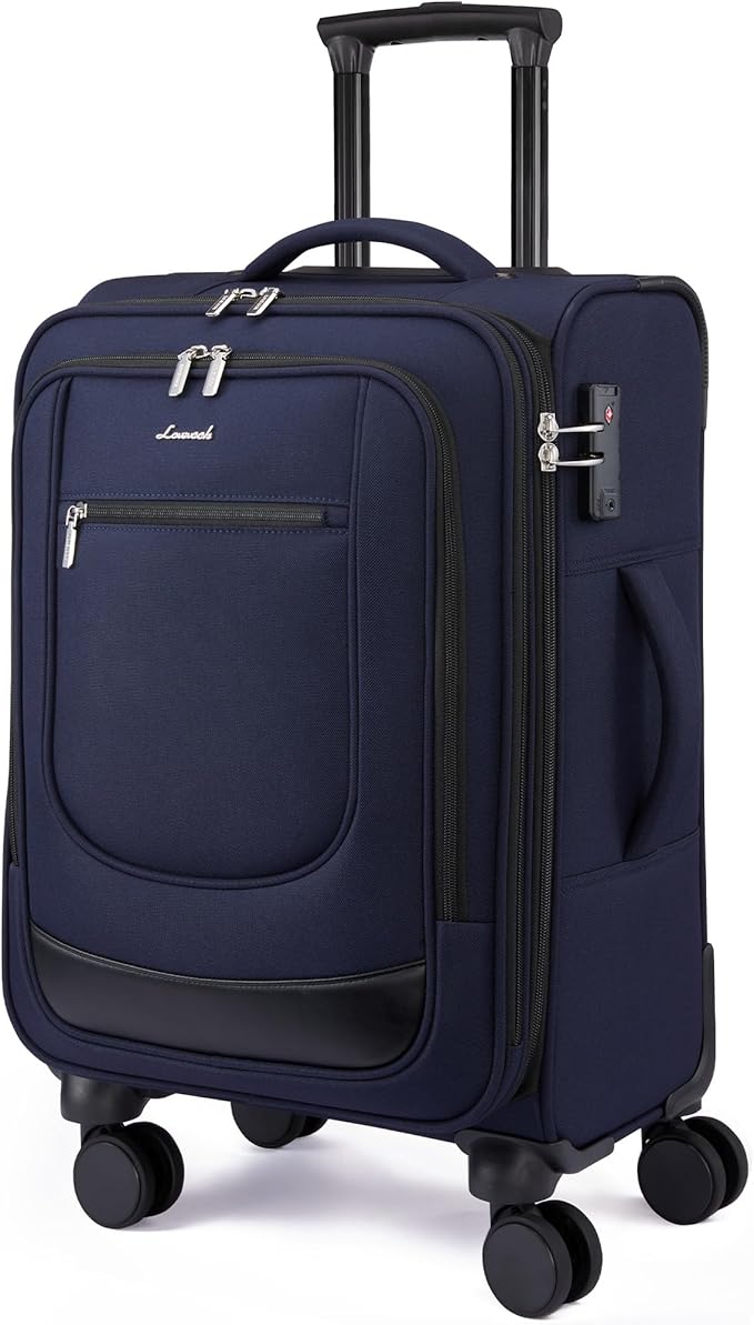 LOVEVOOK Carry On Luggage 22x14x9 Airline Approved, Softside Suitcase with Spinner Wheels for Men Women, 22 Inch Rolling Luggage with TSA Lock Multiple Compartments for Travel Business Trip