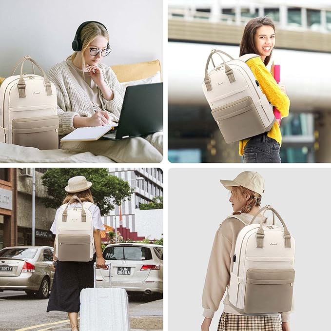 LOVEVOOK Laptop Backpack for Women, 17.3 Inch Laptop Bag with USB Port Fashion Waterproof Backpacks Teacher Nurse Stylish Travel Bags Vintage Daypacks Bookbag for College School Work