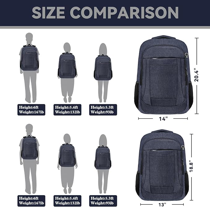 AREYTECO Laptop Backpack,18.4 Inch Extra Large Travel Backpack Airline Approved, Business Anti Theft Sturdy Work Computer College High School Backpack Bag Fits 18 Inch Notebook for Men Women, Blue