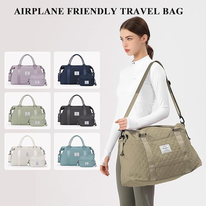 HYC00 Travel Duffel Bag,Carry-on Overnight Weekender Bags for Women,Sports Tote Gym Bag with Wet Pocket