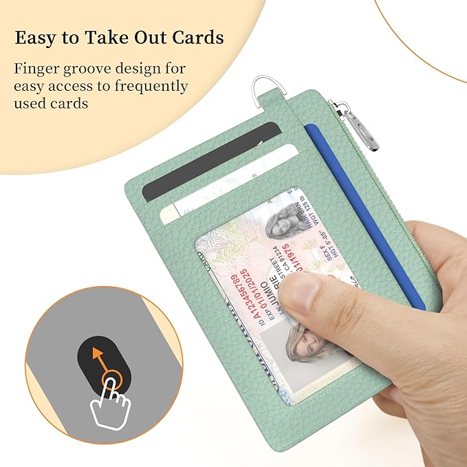 Hancynir Minimalist Small Wallet Women Credit Card Holder, RFID Blocking Slim Mini Card Wallets Cute Front Pocket PU Leather Card Case Thin Travel Zipper Coin Cash Ladies Female Wallet Gifts