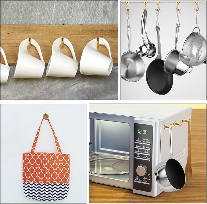 DIYMAG Magnetic Hooks Gold, 30Lbs Strong Heavy Duty Cruise Magnet S-Hook for Classroom, Fridge, Hanging, Cabins, Grill, Kitchen, Garage, Workplace and Office Etc, (20 Pack)