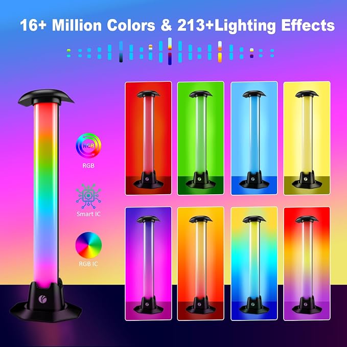 VCOM RGB Light Bar,27.5cm Music Sync RGB IC LED Lights Bars,Color Changing TV Backlight App & Remote Control, USB Powered Ambient Lighting for TV, PC Room Monitor Backlight Gaming Accessories