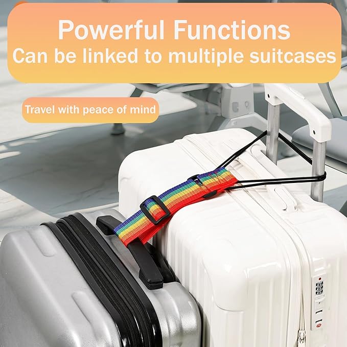 Luggage Straps, 6 Pack Elastic Travel Straps for Securing Luggage, Suitcase & Bag Organizer, Adjustable Hold-Down Straps for Travel Accessories, Carry-On, Checked Bags, Ideal for Travelers