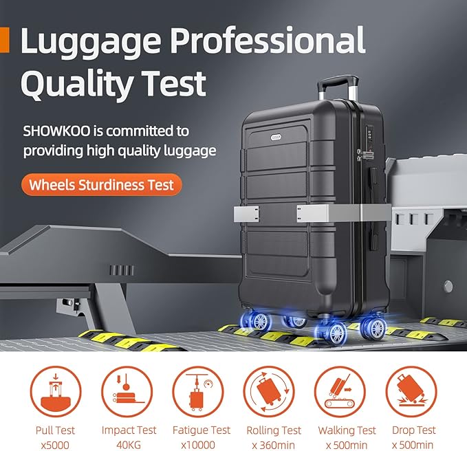 SHOWKOO Luggage Sets Expandable 100% PC Durable Suitcase Double Wheels TSA Lock Gray