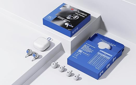 Sleep Ear Plugs Noise Reduction - 32 dB Ear Plugs for Sleeping Noise Cancelling (NRR 19), Ear Plugs for Concerts, 4 Size Soft Ear tips S/M/L/XL, 15s Ear Pressure Balance, Air Travel, Galloway Blue