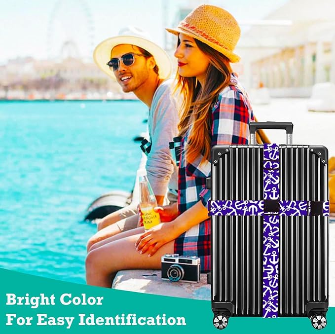 Luggage Straps for Suitcases TSA Approved Easy Pack Organized Suitcase Strap, Luggage Strap, Luggage Belt Strap, Bag Straps for Luggage. Buckle Straps Travel Accessories (Anchor)