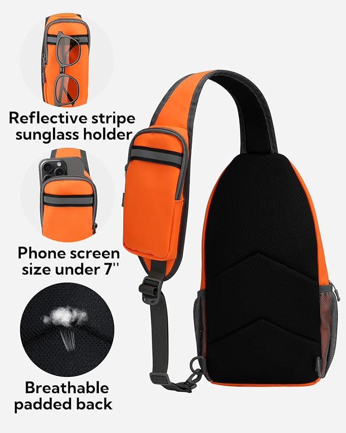 WATERFLY Crossbody Sling Backpack Sling Bag Travel Hiking Chest Bag Daypack