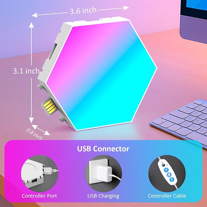 Hexa Light Panels, RGB Hexagon LED Wall Lights, Smart Home Creative Wall Lighting with Music Sync, Modular LED Light Panels for Room Decor & Wall Decor, 20 Pack