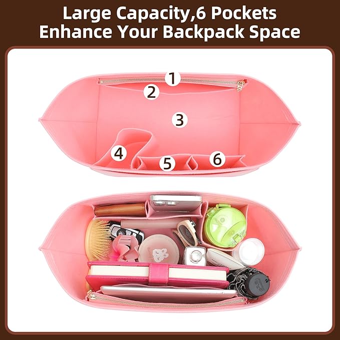 Doxo Purse Organizer Insert Compatible with Longchamp Le pliage L Handbag Insert Felt(L,Pink)