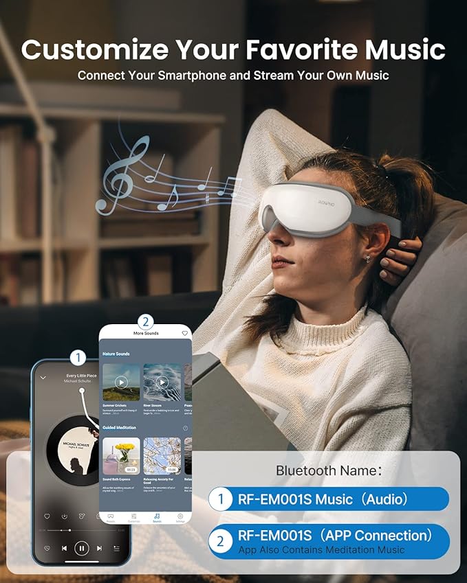 RENPHO Smart Eye Massager with App Control, Mothers Day Gifts Birthday for Mom Her, FSA Eligible HSA Eye Mask with Heat, Bluetooth Music for Migraine Relief, Dry Eyes Relax for Men Dad Eyeris 1
