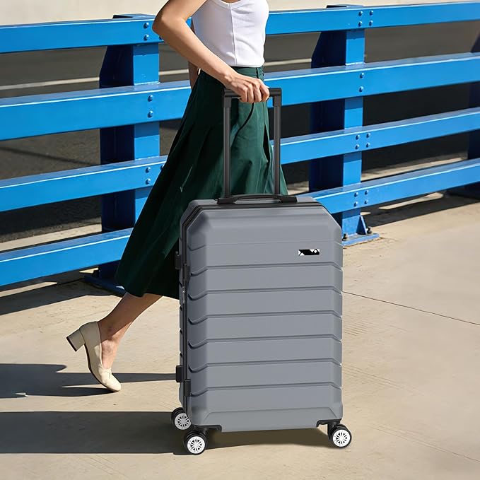 Luggage Sets 3 Piece, Hardside Carry On Suitcase with Spinner Wheels, Lightweight Durable Luggage for Travel | TSA Lock, Expandable Suitcase Set for Men and Women(20/26in) (Grey)