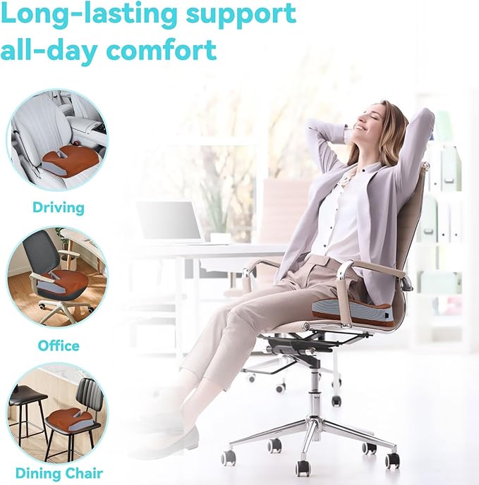 Seat Cushions for Office Chairs Wheelchair Cushion for Long Sitting Back Pain,Memory Foam Seat Car Computer Desk Chair Cushion,Coccyx Cushion for Tailbone Pain Relief Cushion Office Chair Brown