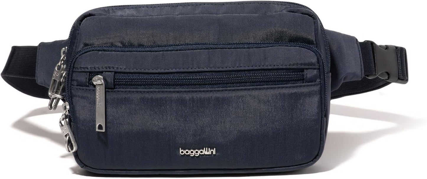 Baggallini Securtex Anti-theft Belt Bag 8.8"x5.5" Crossbody Fanny Pack for Women RFID Wallet Locking Zipper Travel Purse