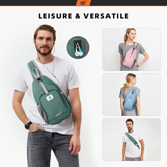 SKYSPER Sling Bag RFID Crossbody Sling Backpack Cross Body Shoulder Bag Travel Hiking Daypack for Women Men(Green)