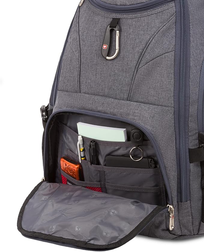 SWISSGEAR 1900 ScanSmart TSA Laptop Backpack Fits 17 Inch Laptop with RFID Protection and Tablet Pocket, Heather Grey, 19-Inch