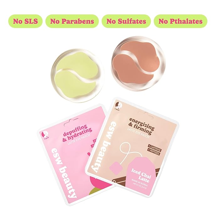 ESW Beauty Iced Chai Latte Under Eye Patches – Energizing & Firming - Soothing with Chai, Caffeine & Peptides for Tired Under Eyes & Dark Circles