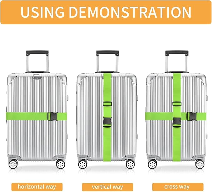 BILIONE 4 Pack Luggage Straps 79" Long Belts Keep Suitcase Secure While Traveling, TSA Approved Add a Bag Premium Accessory for Travel Bag Closure (Blue+Orange+Rose Pink+Green)