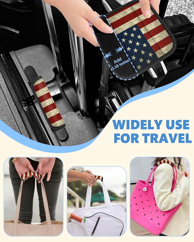 Slohif Luggage Handle Wrap 5Pcs Suitcase Identifier - Bag Strap Cover For Bogg Travel Accessories Easy Identification Bright Marker Sleeve Grips Comfort Neoprene Concealed Tag For Airport Flag