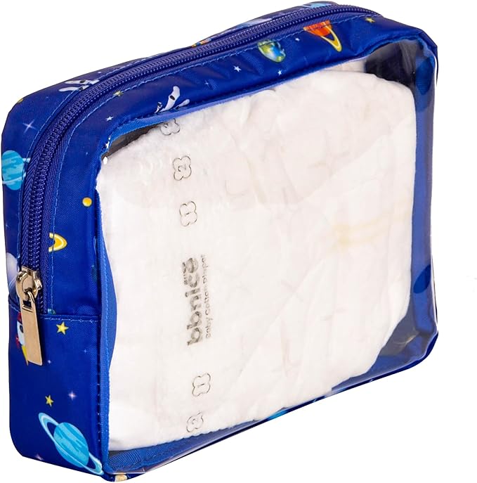 TSA Approved 5-Piece Diaper Bag Organizer Pouch Set Clear Waterproof TPU Kids Toiletry Storage Set Travel Packing Clutch Cube Bags for Baby Nursing(Astronaut)