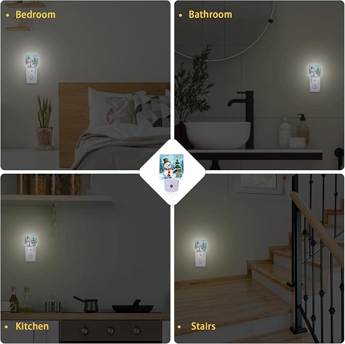 Christmas Night Light, Snowman Night Lights Plug Into Wall with Dusk to Dawn Sensor Wall Lamp, Nightlights for Bedroom, Bathroom, Hallway, Kitchen, Gifts Ideal for Girls Women