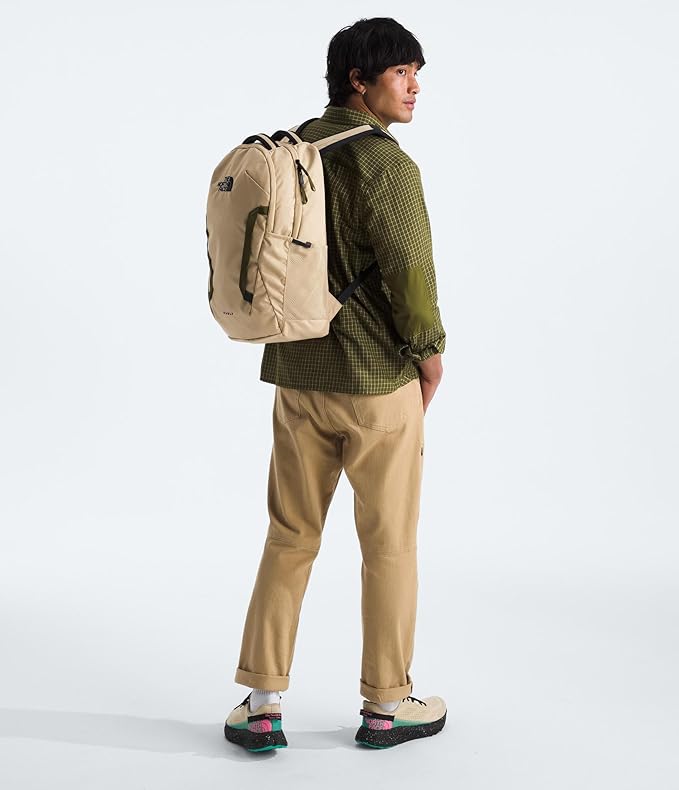 The North Face Vault Everyday Laptop Backpack - Commuter Travel Bag, Water-Repellent Finish, Spacious Compartment, Khaki Stone/TNF Black, One Size