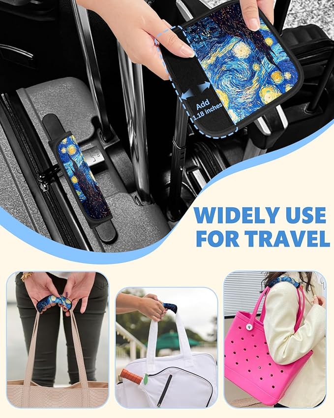 Slohif Luggage Handle Wrap 3Pcs Suitcase Identifier - Bag Strap Cover For Bogg Travel Accessories Easy Identification Bright Marker Sleeve Grips Comfort Neoprene Concealed Tag For Airport Sky