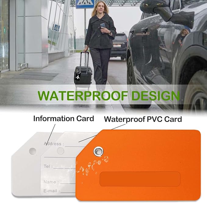 8pack Luggage Tags for Suitcases with Name ID Card, Quickly Spot Luggage Identifier Tags, Flexible Silicone Name Tags for Backpacks, Suitcases, Travel Bags, Baggage, Cruise (Orange)