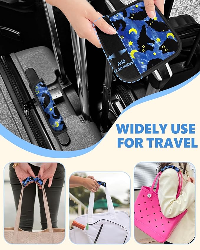 Slohif Luggage Handle Wrap 5Pcs Suitcase Identifier - Bag Strap Cover for Bogg Travel Accessories Easy Identification Bright Marker Sleeve Grips Comfort Neoprene Concealed Tag for Airport Cat